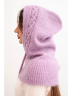 Dámska čiapka s kapucňou a pleteným uzlom svetlo fialová Dámska čiapka s kapucňou a pleteným uzlom svetlo fialová