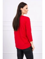 Blúzka s 3D grafikou a zdobenými volánikmi červená Blúzka s 3D grafikou a zdobenými volánikmi červená