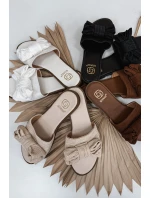 Dámské pantofle na ploché podešvi s mašlí Béžové Amivelle