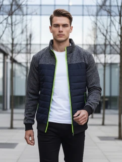 Pánska prechodná bunda prešívaná tmavomodrá FashionStreet TX4396