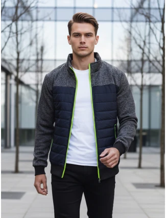 Pánska prechodná bunda prešívaná tmavomodrá FashionStreet TX4396