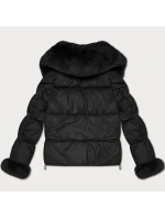 Dámska páperová bunda s kožušinovým golierom S'West black (B8527-1) Dámska páperová bunda s kožušinovým golierom S'West black (B8527-1)
