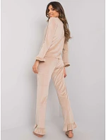 Dámske velúrové pyžamo s dlhým rukávom Goodlookin beige (7394) Dámske velúrové pyžamo s dlhým rukávom Goodlookin beige (7394)