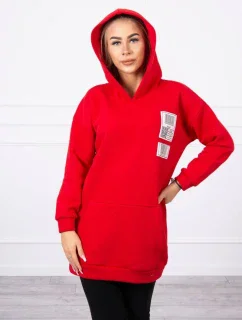 Mikina s kapucňou a nášivkami červená