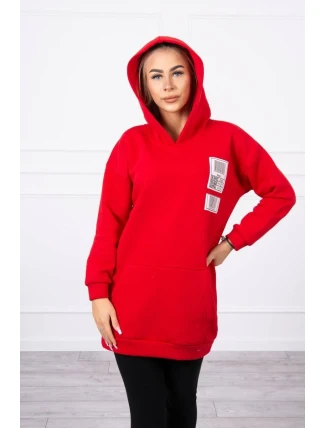 Mikina s kapucňou a nášivkami červená