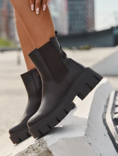 Botki Sztyblety Damskie Ocieplane Na Zamek Eko Skórzane Ciemnobrązowe Fivienne