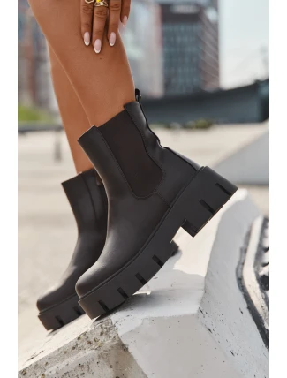 Botki Sztyblety Damskie Ocieplane Na Zamek Eko Skórzane Ciemnobrązowe Fivienne