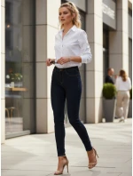 Dámske úzke džínsy s vysokým pásom tmavomodré FashionStreet UY2865 Dámske úzke džínsy s vysokým pásom tmavomodré FashionStreet UY2865