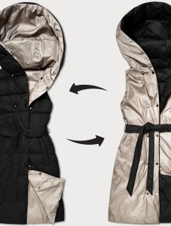 Obojstranná páperová vesta Minority čierna a béžová (P3-6016-1+62)