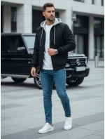 Pánska bunda bomber s kapucňou čierna FashionStreet TX5021 Pánska bunda bomber s kapucňou čierna FashionStreet TX5021