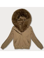 Krátka bunda S'West s kožušinovou podšívkou Dark Beige (B8506-22) Krátka bunda S'West s kožušinovou podšívkou Dark Beige (B8506-22)