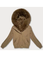 Krátka bunda S'West s kožušinovou podšívkou Dark Beige (B8506-22) Krátka bunda S'West s kožušinovou podšívkou Dark Beige (B8506-22)