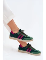 Zazoo N1068 Dámske semišové nízke tenisky Dark Green