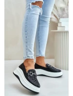 Dámske kožené mokasíny na platforme s čiernym zdobením Vinceza Dámske kožené mokasíny na platforme s čiernym zdobením Vinceza