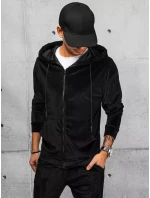Pánska čierna velúrová mikina FashionStreet BX5544