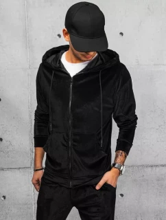Pánska čierna velúrová mikina FashionStreet BX5544