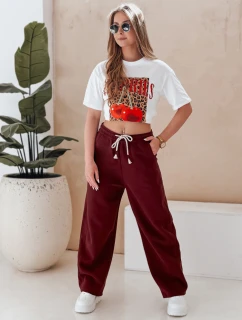 Dámske tepláky so širokými nohavicami DRESMOOD PREMIUM bordová FashionStreet UY2688