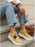Dámske semišové tenisky s ozdobnou platformou žlté FashionStreet ZY1417 Dámske semišové tenisky s ozdobnou platformou žlté FashionStreet ZY1417