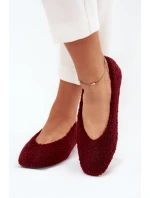 Baleriny Damskie Z Futerkiem Typu Baranek Bordowe Zimira