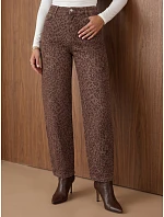 Dámske džínsy s balónovým strihom s hnedým leopardím vzorom FashionStreet UY3177 Dámske džínsy s balónovým strihom s hnedým leopardím vzorom FashionStreet UY3177