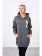 Mikina s kapucňou a nášivkami grafitová