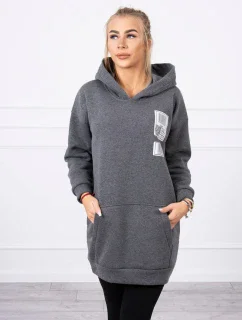 Mikina s kapucňou a nášivkami grafitová