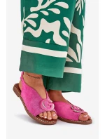 Płaskie Sandały Z Ozdobą Różowe Haliones