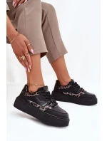 Damskie Sneakersy Na Platformie Big Star SS274358 Panterka Czarne