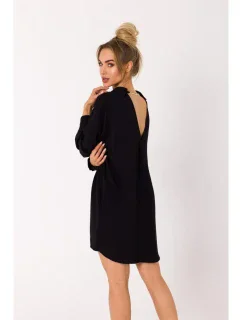 M740 Košeľové šaty s ozdobným golierom - čierne