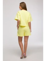 B294 Orezaná mikina s krátkym rukávom - citrónová B294 Orezaná mikina s krátkym rukávom - citrónová