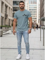 Pánske bavlnené tričko s minimalistickou petrolejovou potlačou FashionStreet NX5086R