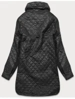 Tenká čierna dámska bunda s golierom (JIN225)