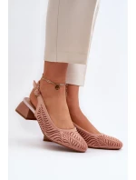 Czółenka Na Obcasie Klocku Różowe Gemifa