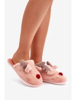 Futrzane Kapcie Damskie Z Motywem Renifera Różowe Sennalith