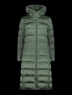 Dámska zimná bunda s kapucňou CMP zateplený kabát dlhý zelený (34K0046F/E621)