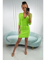 Rebrované šaty s ozdobnými gombíkmi svetlo zelené