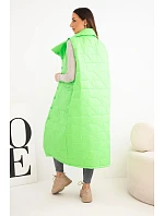 Dámska prešívaná dlhá vesta s vreckami a stojacím golierom neónovo zelená