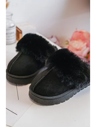 Kapcie Dziecięce Z Futerkiem Czarne Birasta