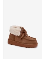 Śniegowce Damskie Z Naturalnego Zamszu D.Franklin DFSH375006 Camel