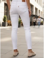 Dámske skinny džínsy s vysokým pásom biele FashionStreet UY2863