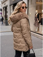Dámska zimná prešívaná bunda s kapucňou, béžová, FashionStreet TY5735