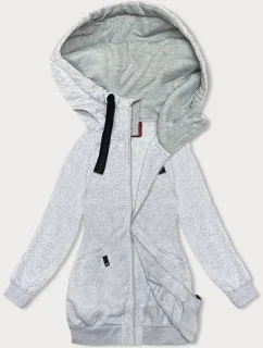 Dámska dlhá voľná mikina s rebrovanými manžetami svetlo sivá (AMG-332A)