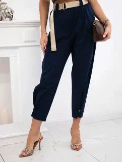 Letné nohavice Punto so zapínaním na nohaviciach tmavomodré