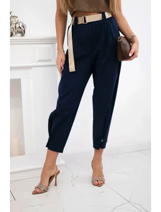 Letné nohavice Punto so zapínaním na nohaviciach tmavomodré