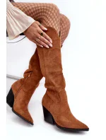 Módní semišové kovbojské boty Camel Delia Módní semišové kovbojské boty Camel Delia