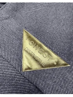 Dámsky dlhý kabát s opaskom S'West navy blue-stripe (B8542-26)