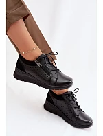 Kožené dámské polobotky na platformě Vinceza 39977 Černé