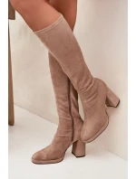 Dámske čižmy na podpätku NN634 Beige - GIVANA