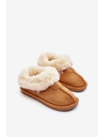 Papcie Damskie Z Futerkiem Brązowe Lanoze