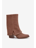 Kozaki Damskie Ocieplane Z Wywiniętą Cholewką Vinceza 16516 Beżowe